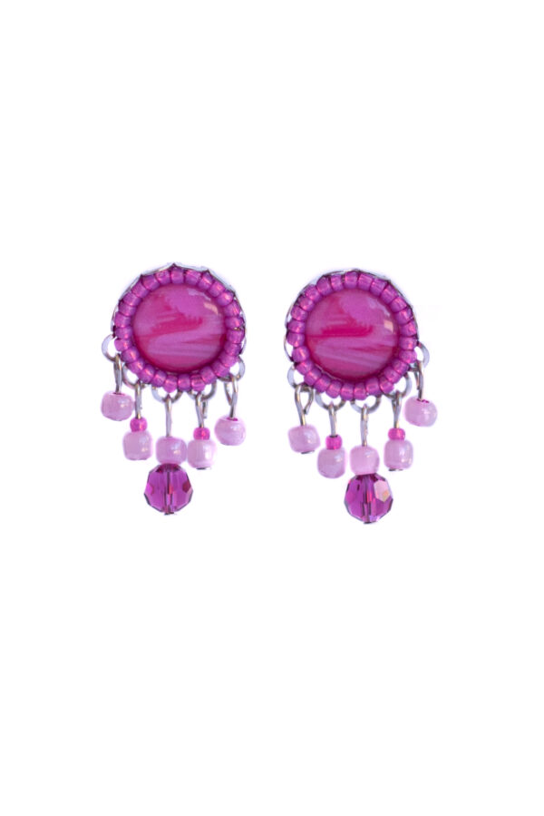 Pink print dangle studs
