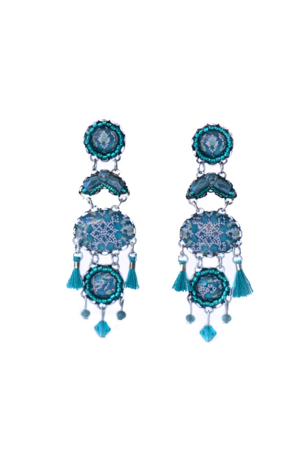 Turquoise blue print heart chandeliers