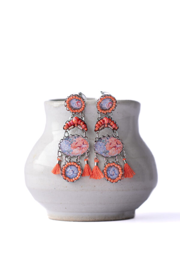 Apricot crush print heart and oval chandeliers