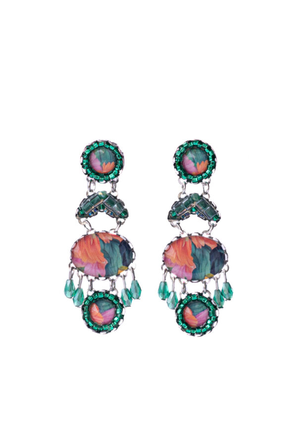 Green multi coloured oval heart print chandeliers
