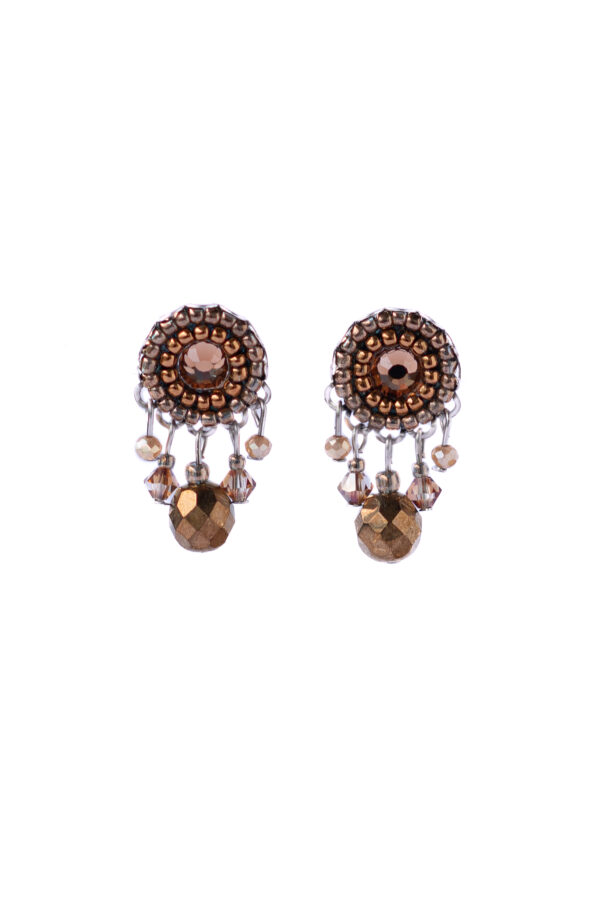 Bronze crystal dangle studs