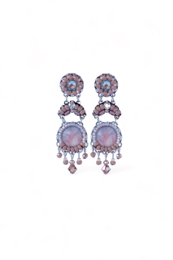 Dusty pink and soft blue print and swarovski crystal heart chandeliers