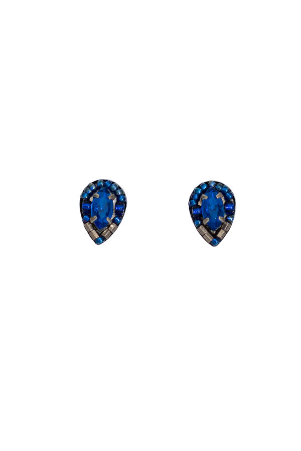 Blue teardrop studs