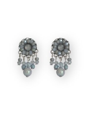 Grey blue Swarovski dangle studs mini