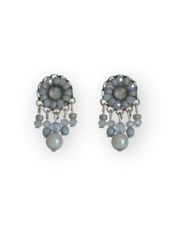 Grey blue Swarovski dangle studs mini