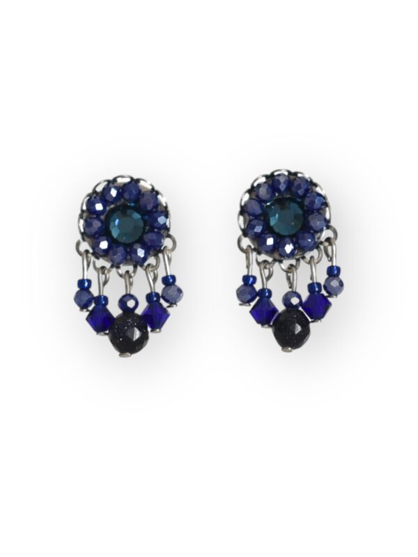 Dark blue crystal dangle studs mini