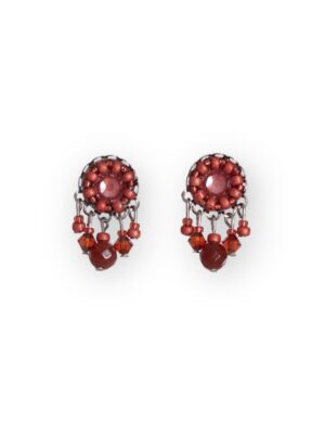 Rooibos tea red Swarovski crystal dangle studs mini