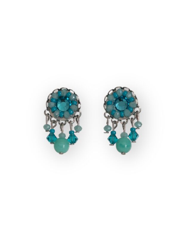 Turquoise blue crystal dangle studs mini