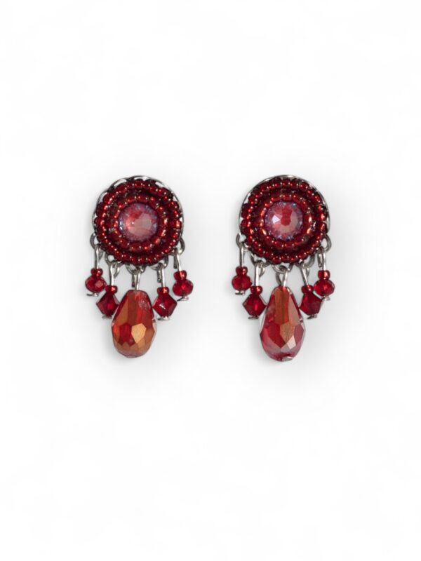 Red crystal dangle studs