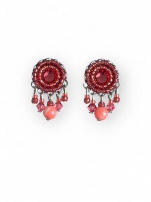 Berry pink/coral dangle studs