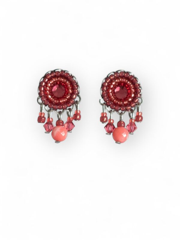 Berry pink/coral dangle studs