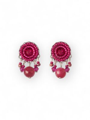 Pink Tourmaline dangle studs