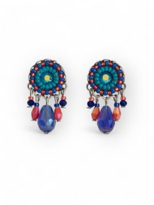 Coral, blue and teal Swarovski dangle studs