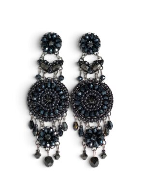 Black metallic Swarovski crystal heart chandeliers large