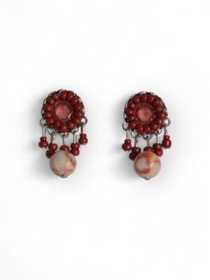 Burgundy Swarovski crystal mini dangle studs