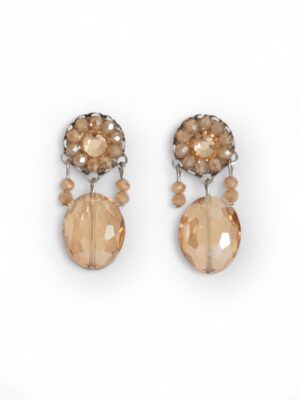 Caramel crystal dangle drop studs