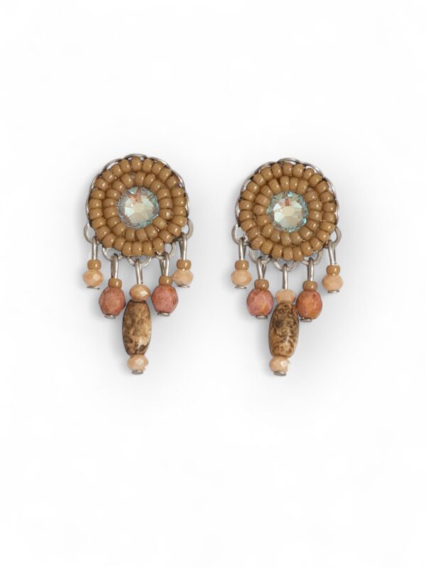 KJE-309 Caramel crystal dangle studs Caramel crystal dangle studs