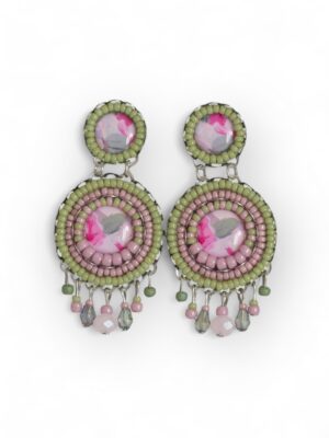 Green and pink print chandeliers