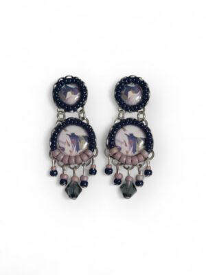 Navy and pink print chandeliers