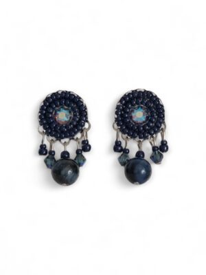 Dark navy. blue crystal dangle studs