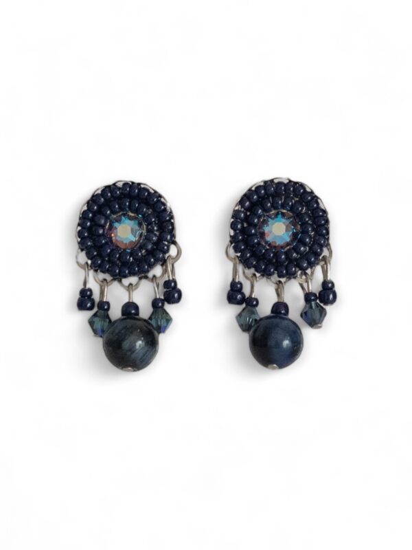 Dark navy. blue crystal dangle studs
