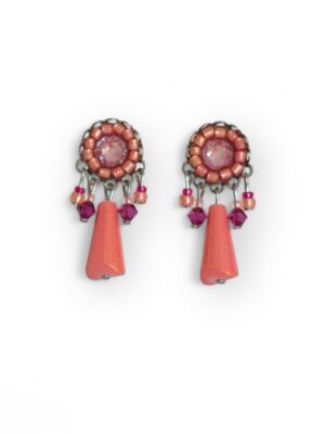 Coral pink mini crystal dangle studs