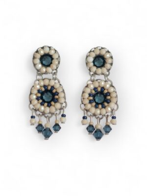 Beige and navy blue crystal chandeliers