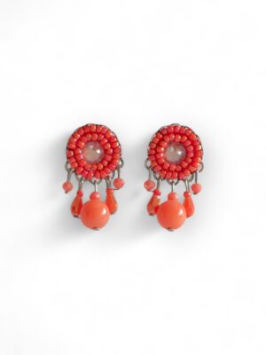 Coral dangle studs