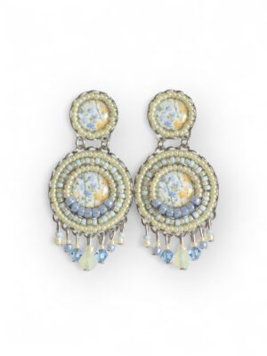 Soft yellow and blue print chandeliers