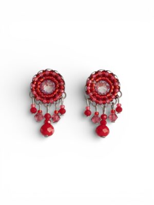 Red and pink Swarovski crystal dangle studs