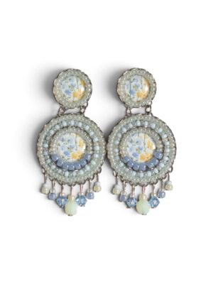 Soft yellow and blue print chandeliers