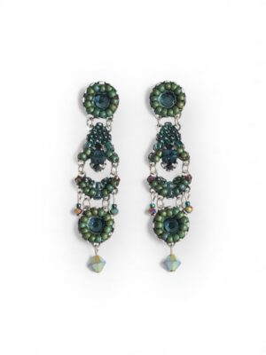 Teal green and navy blue lily heart chandeliers