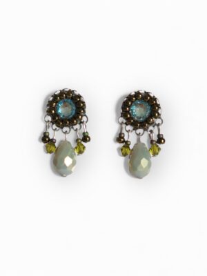 Khaki green Swarovski crystal mini dangle studs