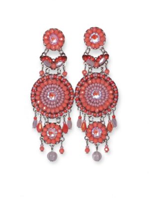 Coral and lavender blush crystal heart chandeliers