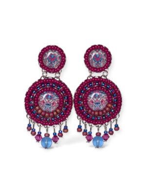 Berry red and blue print chandeliers