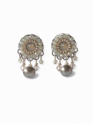 Stone and metallic crystal dangle studs
