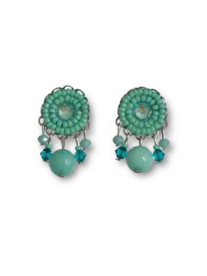 Turquoise green crystal dangle studs