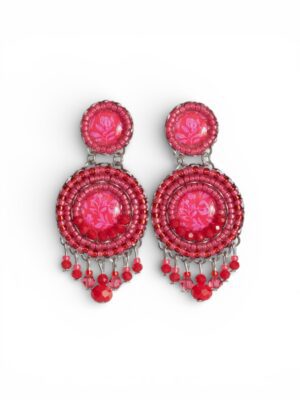 Pink and red print chandeliers