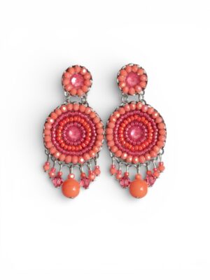 Coral and pink crystal chandeliers (L)