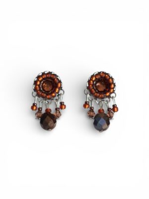 Brown Swarovski crystal mini dangle studs