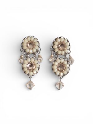 Champagne beige crystal chandeliers - Double tier