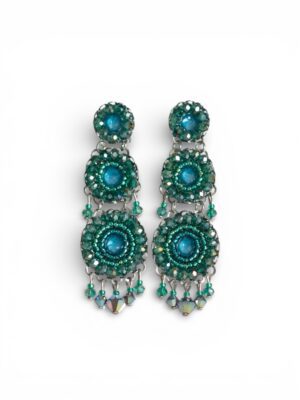 Teal green and blue chandeliers - 3 tier