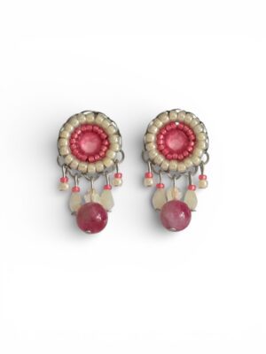 Pink and soft yellow Swarovski crystal dangle studs