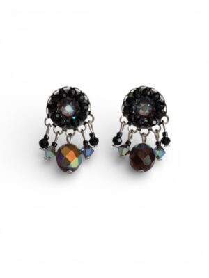 Midnight black crystal dangle studs