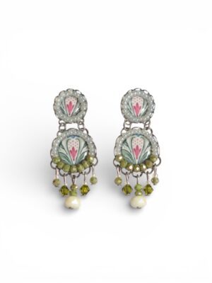 Soft yellow and olive green print chandeliers (s)