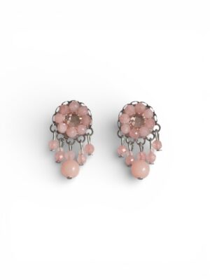 Pink rose quartz mini dangle studs