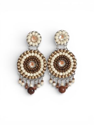 Beige and brown crystal chandeliers (L)