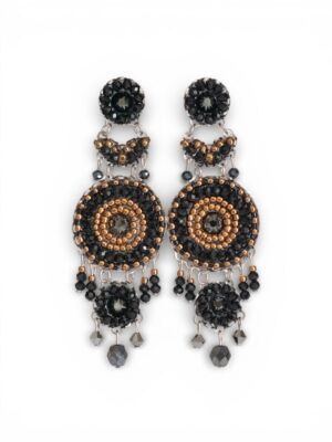 Black and golden bronze metallic crystal heart chandeliers