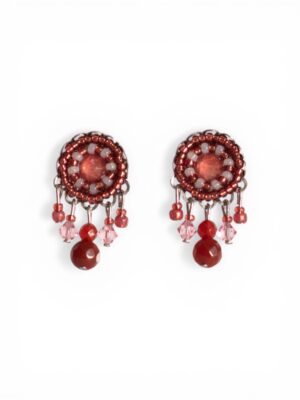 Deep berry and pink crystal dangle studs
