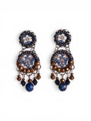 Navy and bronze print chandeliers (S)